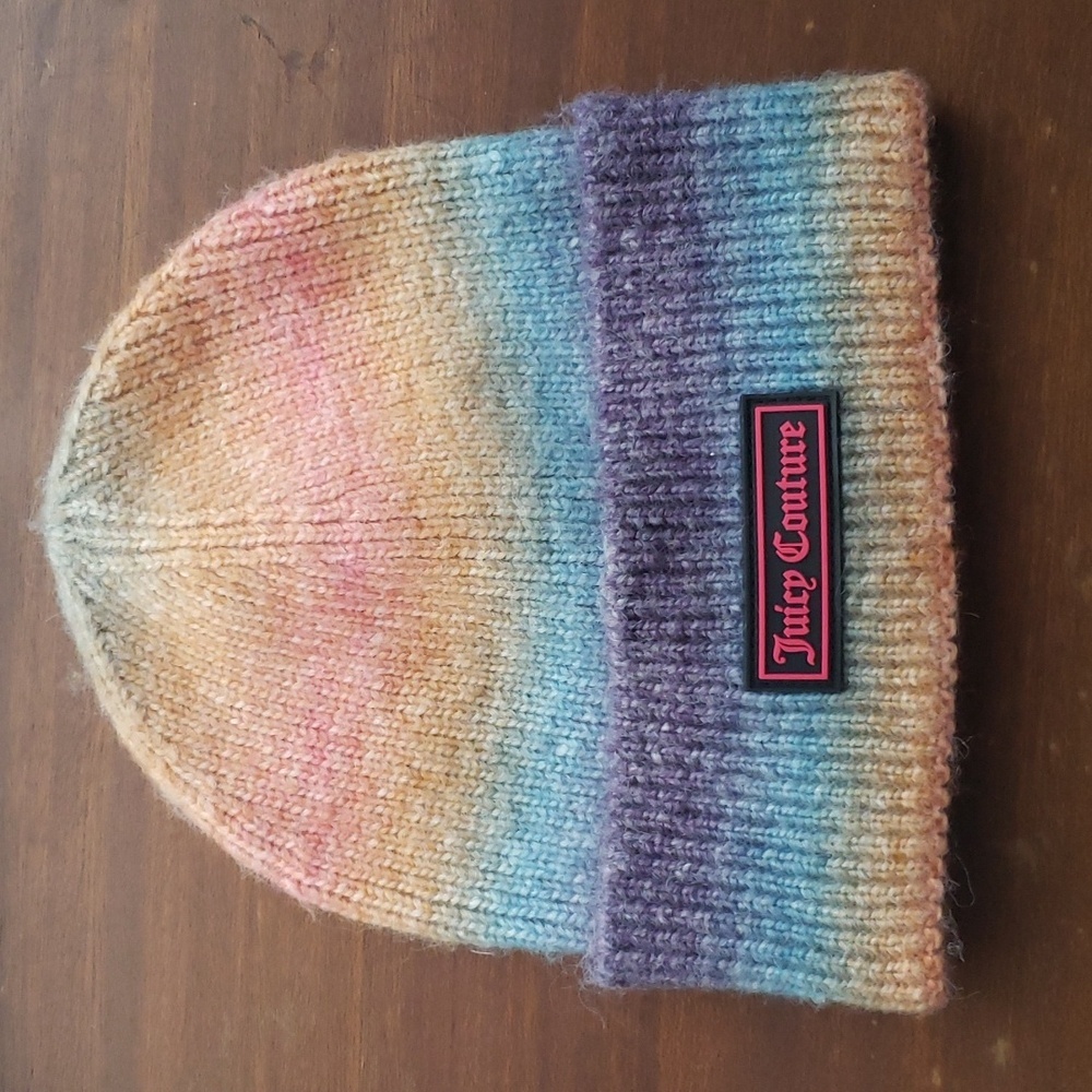 Beautiful juicy couture beanie toque multicolored one size wool blend